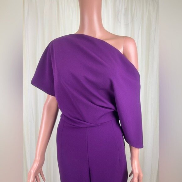 NWT Alexia Admor Draped One-Shoulder Jumpsuit Unitard Size Medium Plumtastic - Picture 7 of 15